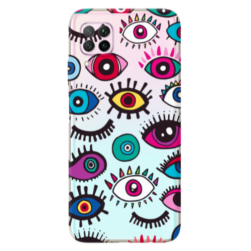 Huawei P40 Lite Multiple eyes Transparent Silicone TPU Θήκη