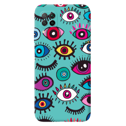 Huawei P40 Lite Multiple eyes Turquoise Colored Silicone TPU Θήκη