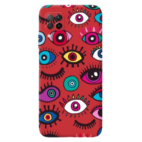 Huawei P40 Lite Multiple eyes Red Colored Silicone TPU Θήκη