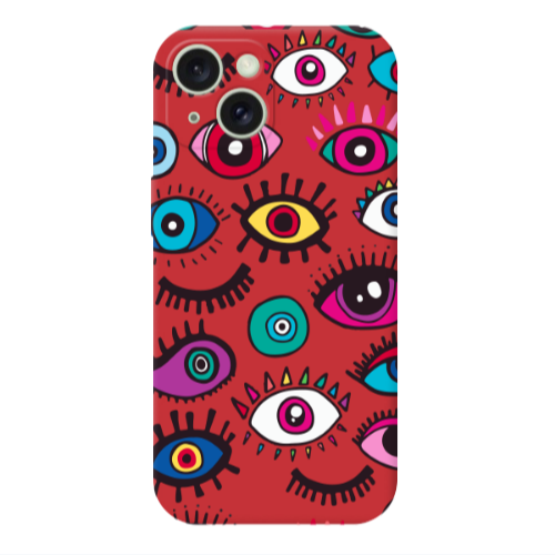 Apple iPhone 15 Multiple eyes Red Colored Silicone TPU Θήκη