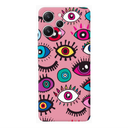Xiaomi Redmi 12 Multiple eyes Pink Colored Silicone TPU Θήκη