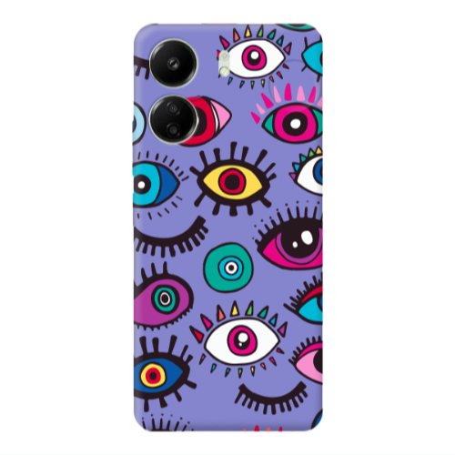 Xiaomi Redmi 13C Multiple eyes Purple Colored Silicone TPU Θήκη