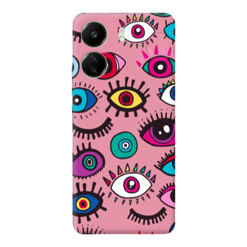 Xiaomi Redmi 13C Multiple eyes Pink Colored Silicone TPU Θήκη