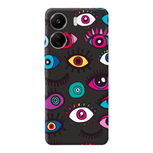 Xiaomi Redmi 13C Multiple eyes Black Colored Silicone TPU Θήκη