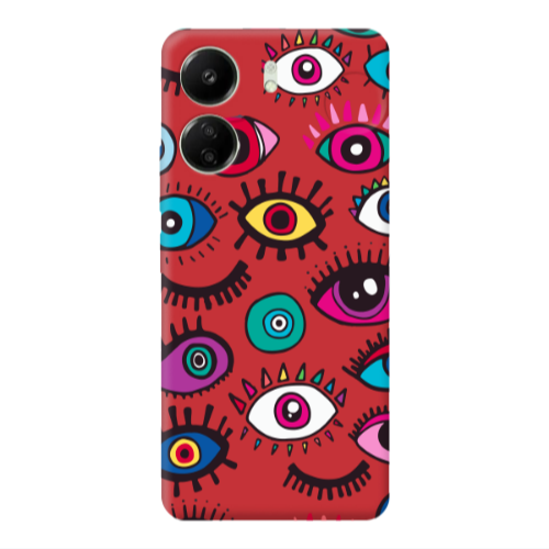 Xiaomi Redmi 13C Multiple eyes Red Colored Silicone TPU Θήκη