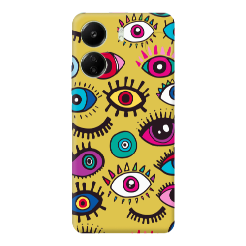 Xiaomi Redmi 13C Multiple eyes Yellow Colored Silicone TPU Θήκη