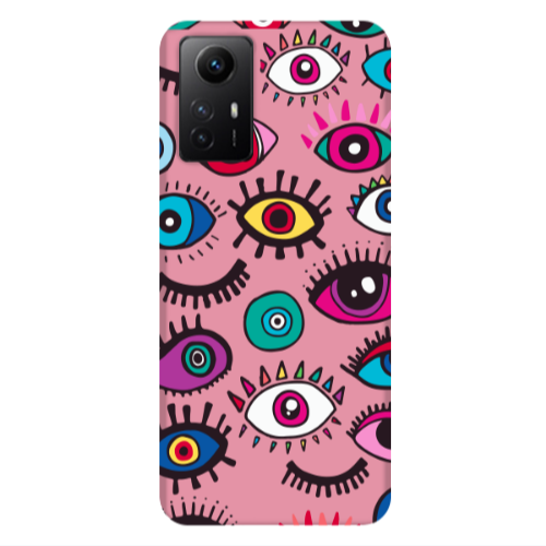 Xiaomi Redmi Note 12s Multiple eyes Pink Colored Silicone TPU Θήκη