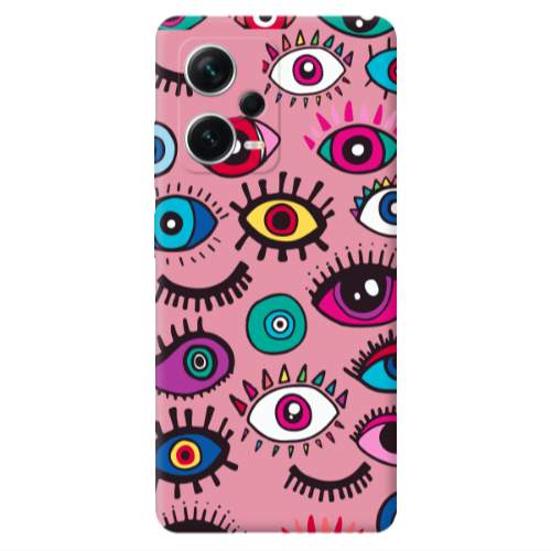 Xiaomi Poco X5 Multiple eyes Pink Colored Silicone TPU Θήκη