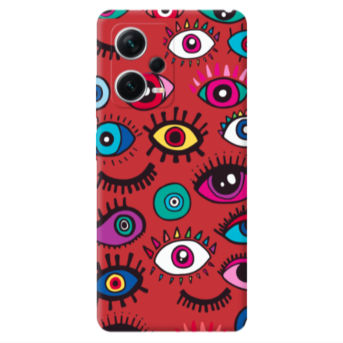 Xiaomi Poco X5 Multiple eyes Red Colored Silicone TPU Θήκη