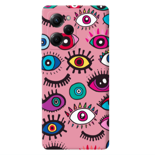 Xiaomi Poco X5 Pro Multiple eyes Pink Colored Silicone TPU Θήκη