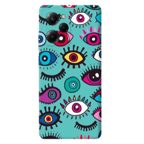Xiaomi Poco X5 Pro Multiple eyes Turquoise Colored Silicone TPU Θήκη