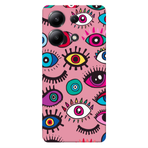 Xiaomi Redmi Note 13 4G Multiple eyes Pink Colored Silicone TPU Θήκη