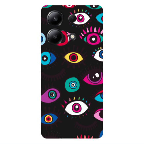 Xiaomi Redmi Note 13 4G Multiple eyes Black Colored Silicone TPU Θήκη