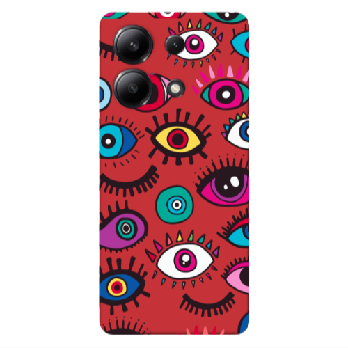 Xiaomi Redmi Note 13 4G Multiple eyes Red Colored Silicone TPU Θήκη