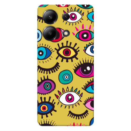 Xiaomi Redmi Note 13 4G Multiple eyes Yellow Colored Silicone TPU Θήκη