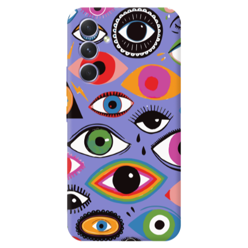 Samsung A56 Colorful eyes Purple Colored Silicone TPU Θήκη