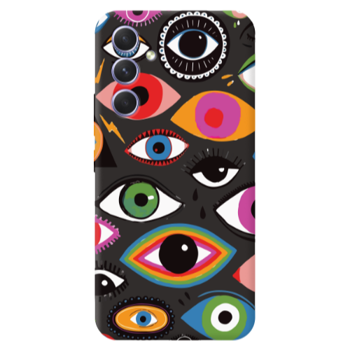 Samsung A56 Colorful eyes Black Colored Silicone TPU Θήκη