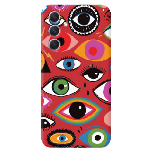 Samsung A56 Colorful eyes Red Colored Silicone TPU Θήκη