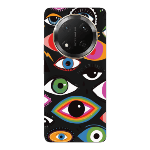 Honor Magic 7 Lite Colorful eyes Black Colored Silicone TPU Θήκη