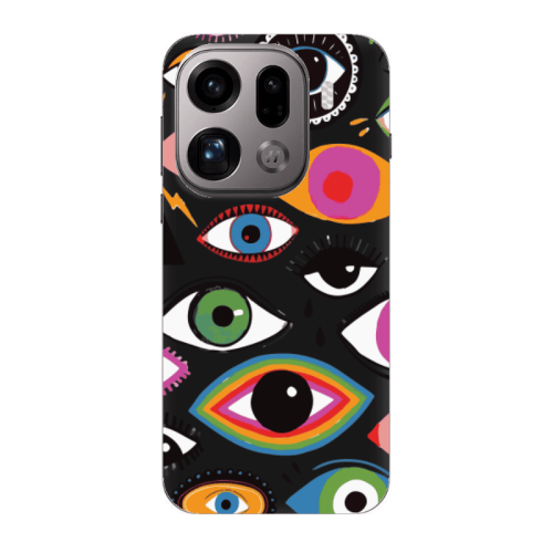 Oppo Find X9 Pro Colorful eyes Black Colored Silicone TPU Θήκη