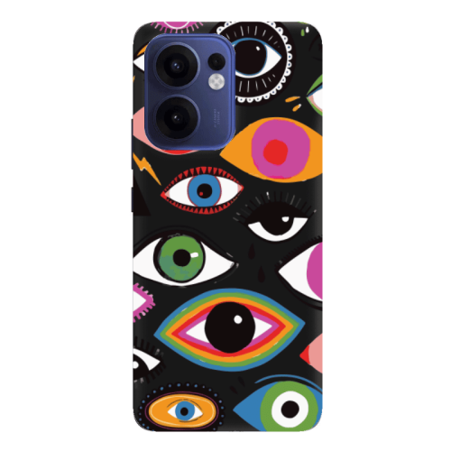 Oppo Reno13 FS Colorful eyes Black Colored Silicone TPU Θήκη