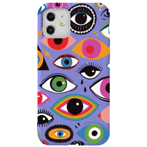 Apple iPhone 11  Colorful eyes Purple Colored Silicone TPU Θήκη