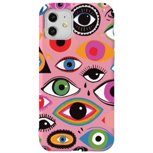 Apple iPhone 11  Colorful eyes Pink Colored Silicone TPU Θήκη