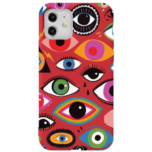 Apple iPhone 11  Colorful eyes Red Colored Silicone TPU Θήκη
