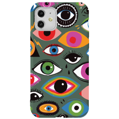 Apple iPhone 11  Colorful eyes Dark Green Colored Silicone TPU Θήκη