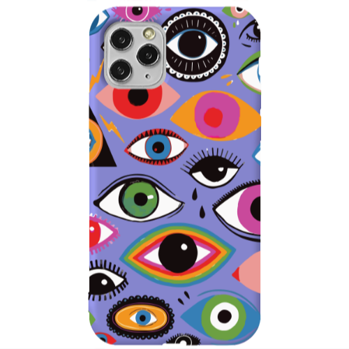 Apple iPhone 11 Pro Colorful eyes Purple Colored Silicone TPU Θήκη