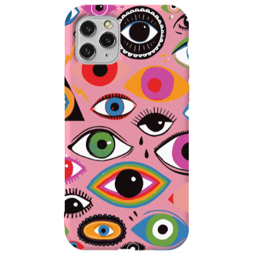 Apple iPhone 11 Pro Colorful eyes Pink Colored Silicone TPU Θήκη