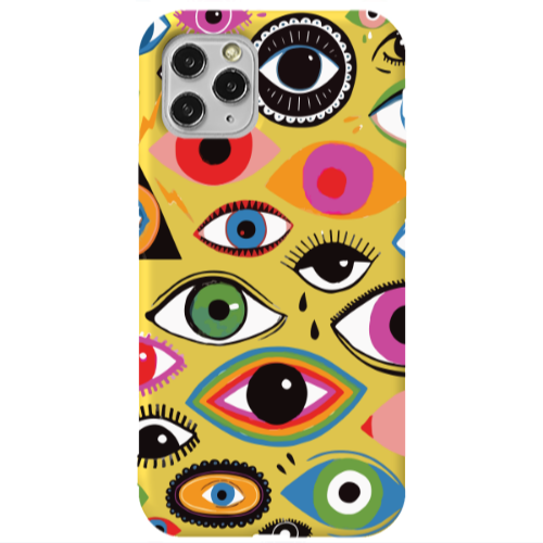 Apple iPhone 11 Pro Colorful eyes Yellow Colored Silicone TPU Θήκη