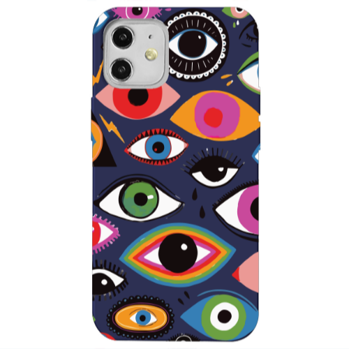 Apple iPhone 12 Colorful eyes Dark blue Colored Silicone TPU Θήκη