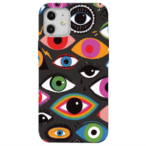 Apple iPhone 12 Colorful eyes Black Colored Silicone TPU Θήκη