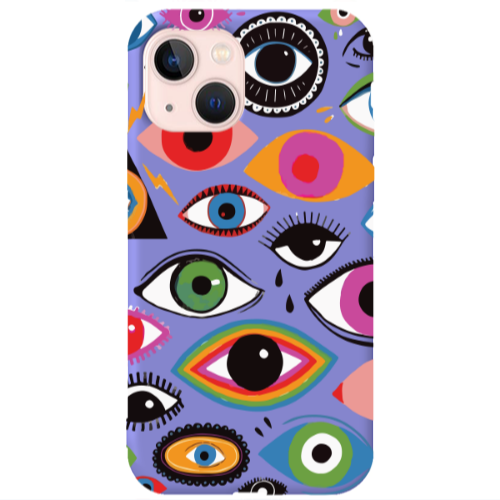 Apple iPhone 13 Colorful eyes Purple Colored Silicone TPU Θήκη