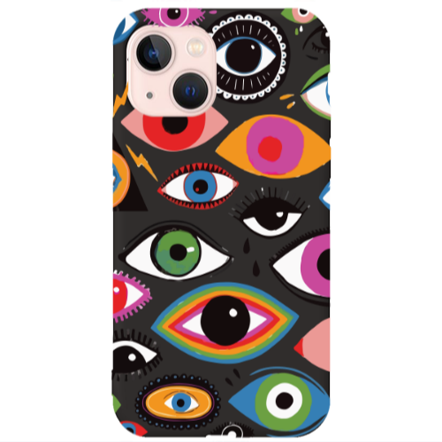 Apple iPhone 13 Colorful eyes Black Colored Silicone TPU Θήκη