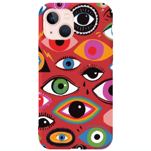 Apple iPhone 13 Colorful eyes Red Colored Silicone TPU Θήκη