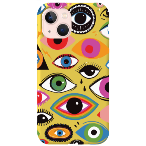Apple iPhone 13 Colorful eyes Yellow Colored Silicone TPU Θήκη