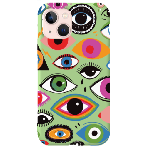 Apple iPhone 13 Colorful eyes Light Green Colored Silicone TPU Θήκη
