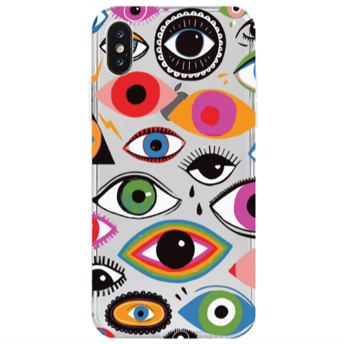 Apple iPhone X Colorful eyes Transparent Silicone TPU Θήκη