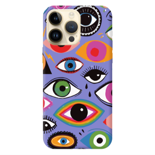 Apple iPhone 13 Pro Max Colorful eyes Purple Colored Silicone TPU Θήκη