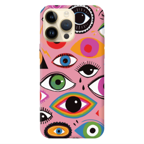 Apple iPhone 13 Pro Max Colorful eyes Pink Colored Silicone TPU Θήκη