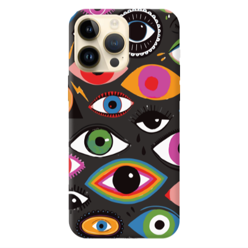 Apple iPhone 13 Pro Max Colorful eyes Black Colored Silicone TPU Θήκη