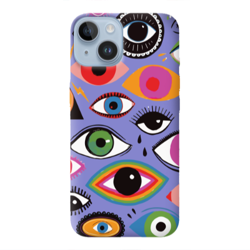 Apple iPhone 14 Plus Colorful eyes Purple Colored Silicone TPU Θήκη