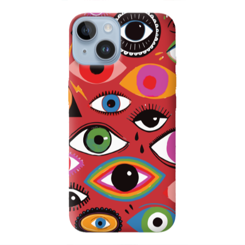 Apple iPhone 14 Plus Colorful eyes Red Colored Silicone TPU Θήκη