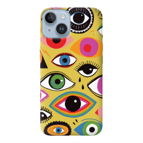 Apple iPhone 14 Plus Colorful eyes Yellow Colored Silicone TPU Θήκη