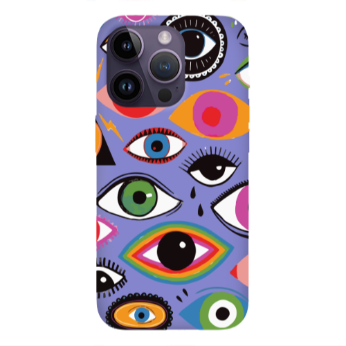 Apple iPhone 14 Pro  Colorful eyes Purple Colored Silicone TPU Θήκη
