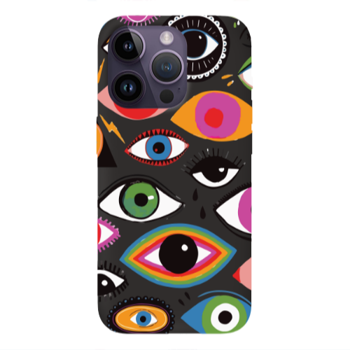 Apple iPhone 14 Pro  Colorful eyes Black Colored Silicone TPU Θήκη