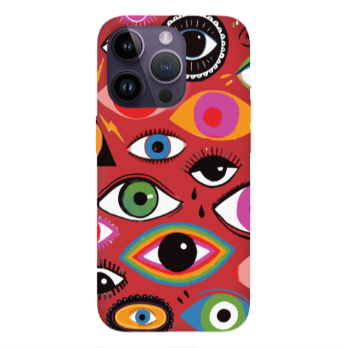 Apple iPhone 14 Pro Max Colorful eyes Red Colored Silicone TPU Θήκη