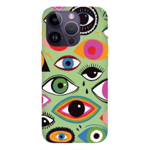 Apple iPhone 14 Pro Max Colorful eyes Light Green Colored Silicone TPU Θήκη